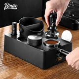 BINCOO Coffee Tamper Base Set Grounds Knocking Bucket Storage Base Coffee Machine Handle Bracket Tamper Powder Distributor Set Coffee Utensils 51/58MM