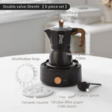 BINCOO Dual-valve Moka Pot Home Electric Stove Brewing Coffee Pot Small Espresso Hand-ground Coffee Maker Set