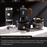 BINCOO Dual-valve Moka Pot Home Electric Stove Brewing Coffee Pot Small Espresso Hand-ground Coffee Maker Set