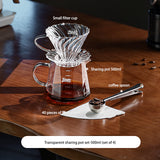 BINCOO Glass Coffee Sharing Pot Set Filter Cup Drip Filter Paper Funnel Hand Brewing Pot Coffee Kettle 500ML/700ML