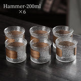 BINCOO Glass Cup Tea Coffee Mug Bamboo Ring Anti-Scalding High Temperature Resistant for Household and Office 150ML