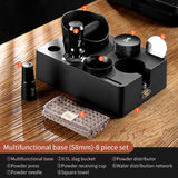 BINCOO Coffee Tamper Base Set Grounds Knocking Bucket Storage Base Coffee Machine Handle Bracket Tamper Powder Distributor Set Coffee Utensils 51/58MM