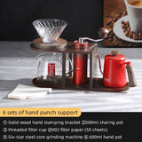 BINCOO Coffee Dripper Set Hand Brew Coffee Pot Set Hand Grinder Coffee Maker Sharing Pot with Glass Filter Cup Coffee Hand Brew Pot Complete Set