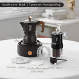 BINCOO Dual-valve Moka Pot Home Electric Stove Brewing Coffee Pot Small Espresso Hand-ground Coffee Maker Set