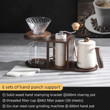 BINCOO Coffee Dripper Set Hand Brew Coffee Pot Set Hand Grinder Coffee Maker Sharing Pot with Glass Filter Cup Coffee Hand Brew Pot Complete Set