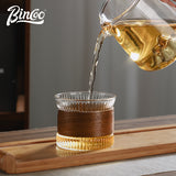 BINCOO Glass Cup Tea Coffee Mug Bamboo Ring Anti-Scalding High Temperature Resistant for Household and Office 150ML