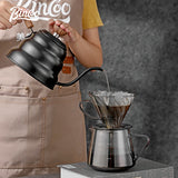 BINCOO Hand-brewed Coffee Pot Slender Mouth Kettle Stainless Steel Drip Coffee Pot Large Capacity for Outdoor Camping and Travel 1L
