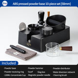 BINCOO Coffee Tamper Base Set Grounds Knocking Bucket Storage Base Coffee Machine Handle Bracket Tamper Powder Distributor Set Coffee Utensils 51/58MM