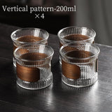 BINCOO Glass Cup Tea Coffee Mug Bamboo Ring Anti-Scalding High Temperature Resistant for Household and Office 150ML