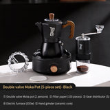 BINCOO Dual-valve Moka Pot Home Electric Stove Brewing Coffee Pot Small Espresso Hand-ground Coffee Maker Set