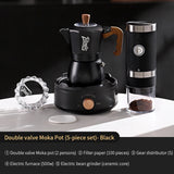 BINCOO Dual-valve Moka Pot Home Electric Stove Brewing Coffee Pot Small Espresso Hand-ground Coffee Maker Set