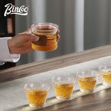 BINCOO Glass Cup Tea Coffee Mug Bamboo Ring Anti-Scalding High Temperature Resistant for Household and Office 150ML