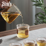 BINCOO Glass Cup Tea Coffee Mug Bamboo Ring Anti-Scalding High Temperature Resistant for Household and Office 150ML