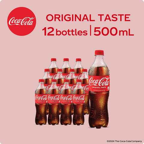 Coca-Cola Original Taste 500mL - Pack of 12 Bottles