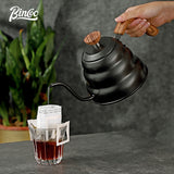 BINCOO Hand-brewed Coffee Pot Slender Mouth Kettle Stainless Steel Drip Coffee Pot Large Capacity for Outdoor Camping and Travel 1L