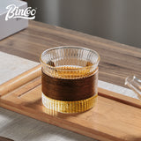 BINCOO Glass Cup Tea Coffee Mug Bamboo Ring Anti-Scalding High Temperature Resistant for Household and Office 150ML
