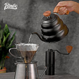 BINCOO Hand-brewed Coffee Pot Slender Mouth Kettle Stainless Steel Drip Coffee Pot Large Capacity for Outdoor Camping and Travel 1L