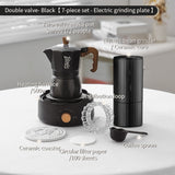 BINCOO Dual-valve Moka Pot Home Electric Stove Brewing Coffee Pot Small Espresso Hand-ground Coffee Maker Set