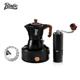 BINCOO Dual-valve Moka Pot Home Electric Stove Brewing Coffee Pot Small Espresso Hand-ground Coffee Maker Set