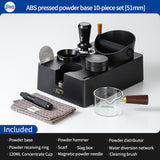 BINCOO Coffee Tamper Base Set Grounds Knocking Bucket Storage Base Coffee Machine Handle Bracket Tamper Powder Distributor Set Coffee Utensils 51/58MM