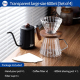 BINCOO Coffee Dripper Set Filter Cup Coffee Pot Set Coffee Sharing Pot Strainer Cup Extraction Filter Coffee Utensils 400ML/600ML