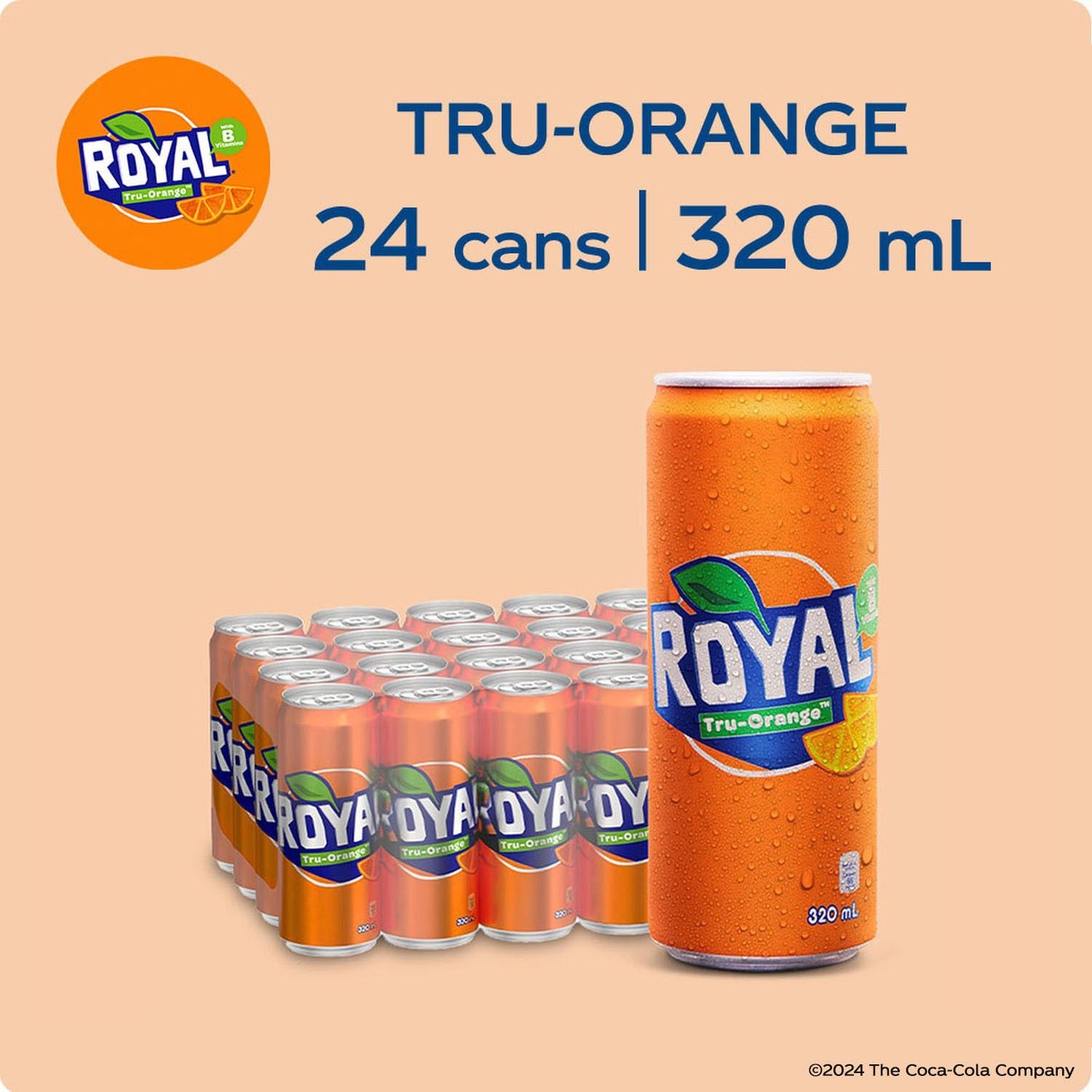 Royal Tru-Orange 320mL Pack of 24 Cans