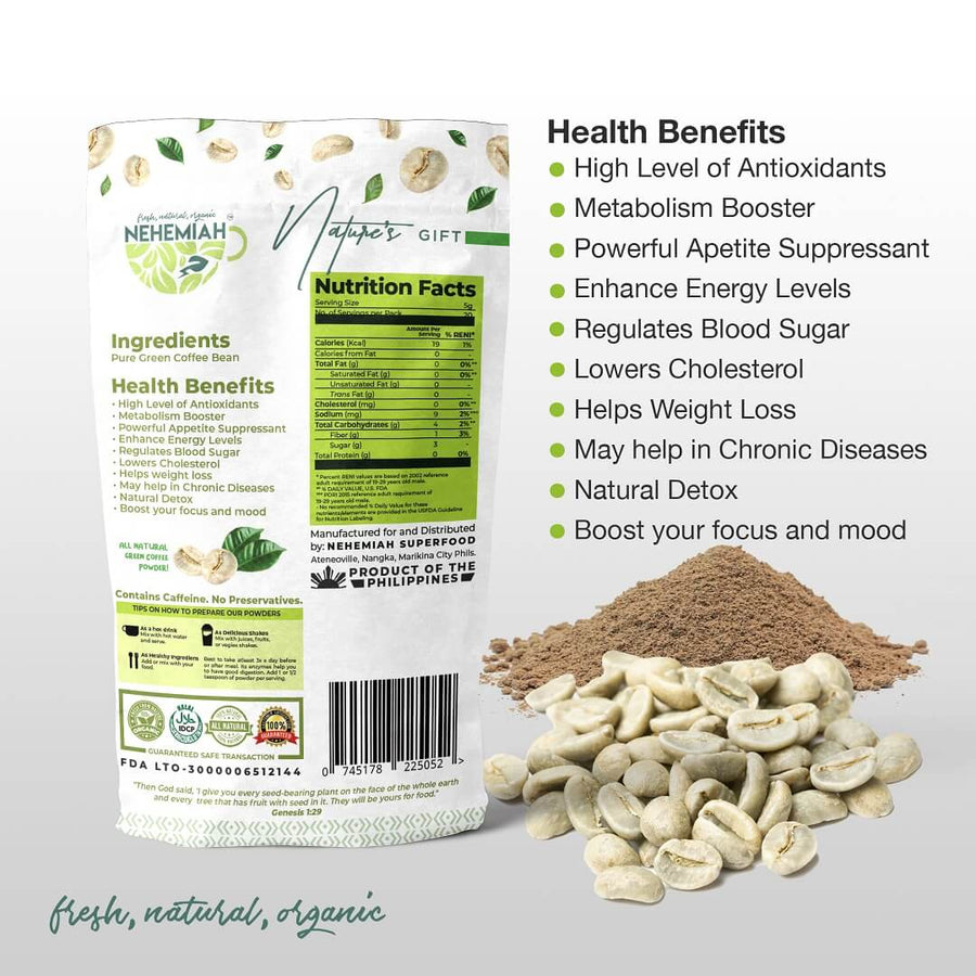 100% Natural Pure Green Coffee Bean Powder - Organic Non-GMO