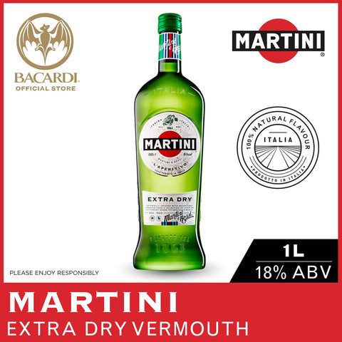 MARTINI Extra Dry Vermouth, Fortified Wine Cocktail Mixer, 18% ABV, 100cl / 1L