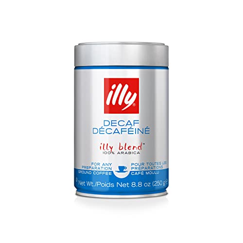illy Decaffeinated Ground Espresso Coffee, Classic Medium Roast