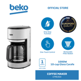 Beko Coffee Maker 10-cup Glass Carafe 1000W CFM6350I