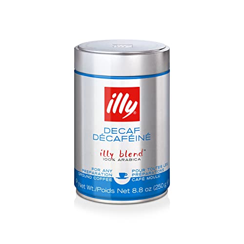 illy Decaffeinated Ground Espresso Coffee, Classic Medium Roast