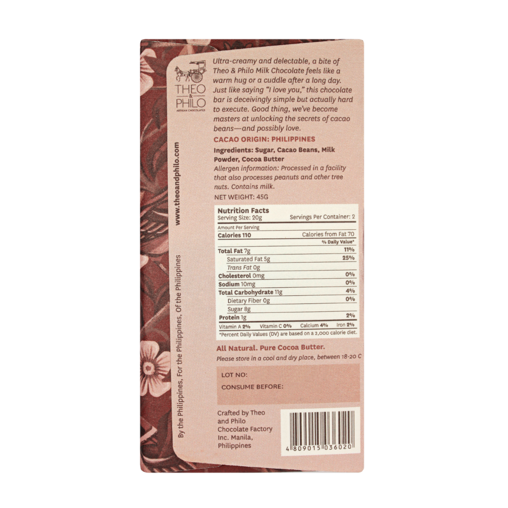 Theo and Philo Chocolates 44% Milk Chocolate Bar