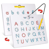 Gamenote Double Sided Magnetic Letter Board - 2 in 1 Alphabet Magnets Tracing Board for Toddlers