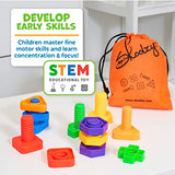 Skoolzy Nuts and Bolts 12 Piece Toy Building Block Set Sensory Occupational Therapy STEM Includes eBook