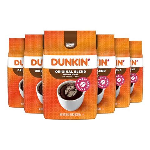 Dunkin' Original Blend Medium Roast Whole Bean Coffee, 18 Ounce