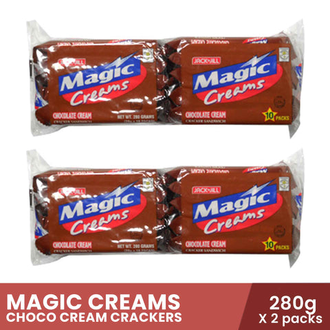 MAGIC Creams Choco Cream Crackers 10s x 28g x 2 packs, healthy cracker, snack food, biscuit, grocery item