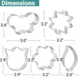 JOB JOL Cookie Cutters 5 PCS, Spring Flower Cookie Cutters, 3'' to 3.5''