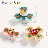 3PCS ALASOU Silicone Suction Cup Spinner Toys for 1 Year Old Boy Girl