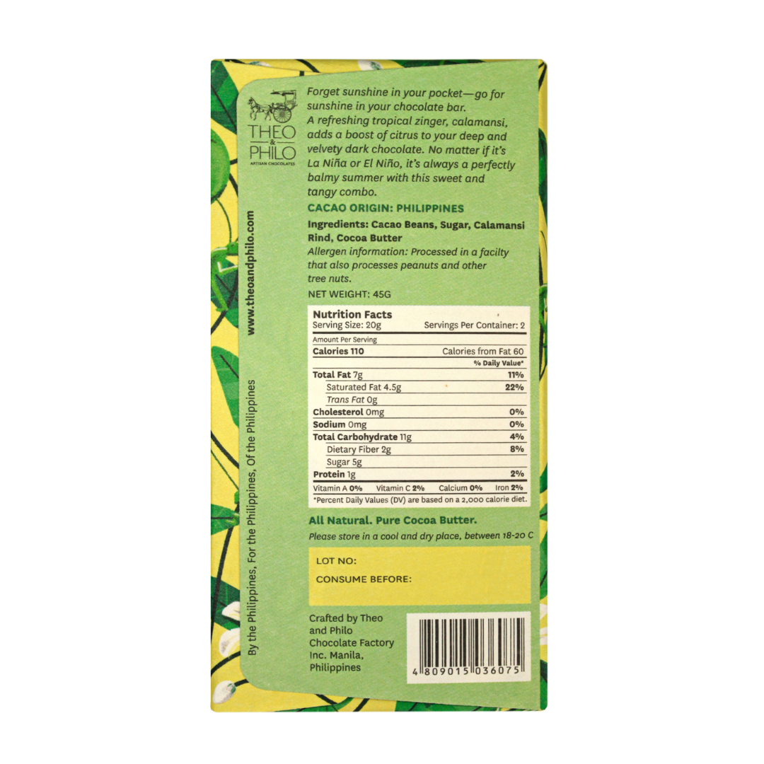 Theo and Philo Chocolates 65% Dark Chocolate with Calamansi Bar