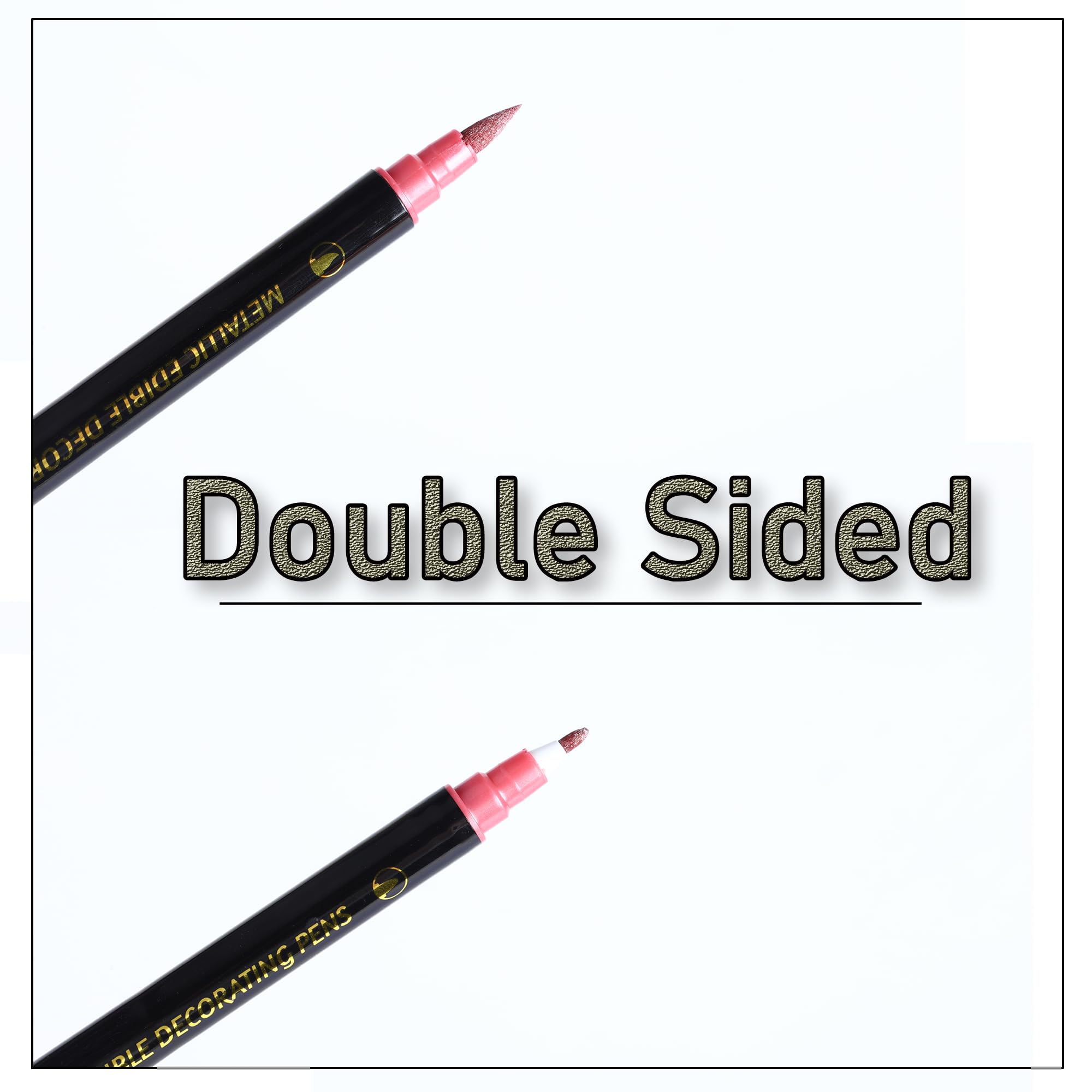 Preatoc Edible Metallic Markers, 10 Pcs. Upgrade Food Grade Gold Shimmering Pens for Baking