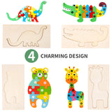 YySiRui 5 Pack Wooden Animal Toddler Puzzles for Kids Ages 3-5 Years Old