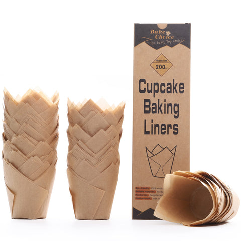 Bake Choice 200pcs Natural Tulip Cupcake Liners