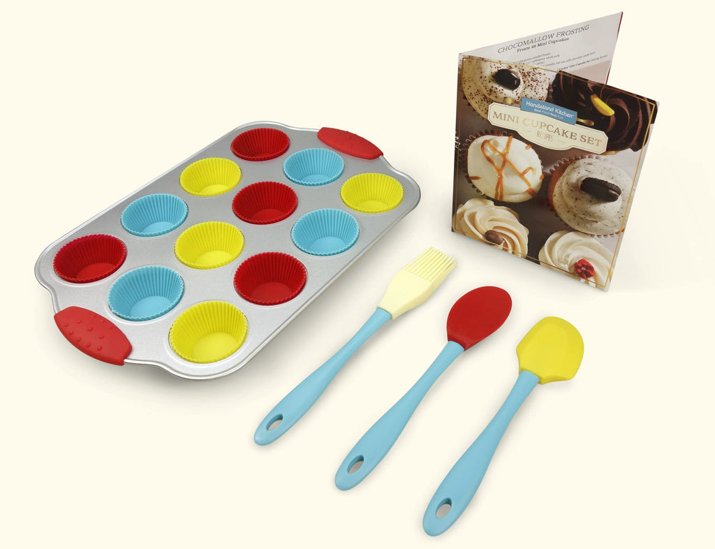 Handstand Kitchen 20-piece Real Mini Cupcake Baking Set with Recipes for Kids