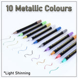 Preatoc Edible Metallic Markers, 10 Pcs. Upgrade Food Grade Gold Shimmering Pens for Baking