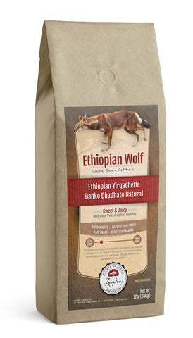 Whole Bean Coffee Ethiopian Wolf Ethiopian Yirgacheffe Natural 1lb