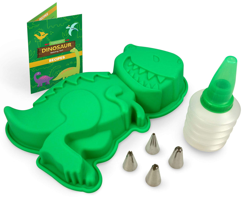 Handstand Kitchen Dinosaur Buddies 7-piece Real Cake Baking Set with Recipes