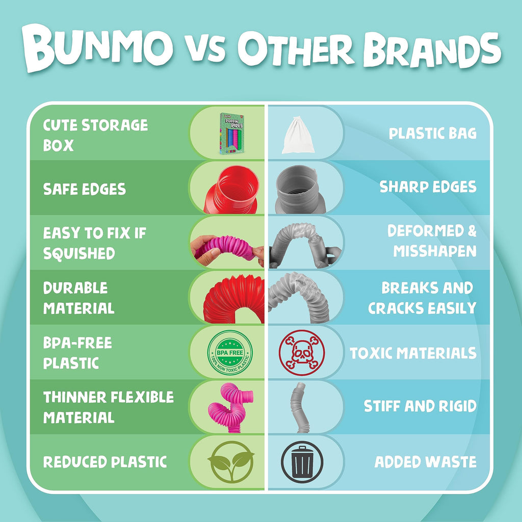 BUNMO Pop Tubes Large 4pk | Hours of Fun for Kids | Imaginative Play