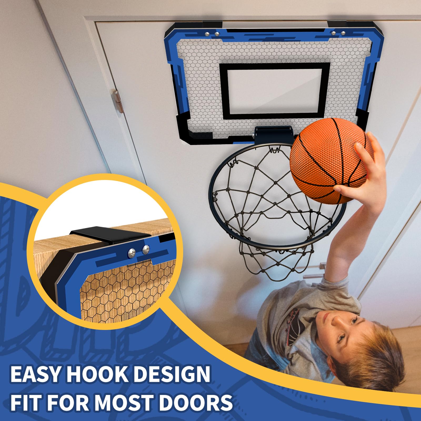 QDRAGON Mini Basketball Hoop, Over The Door Indoor