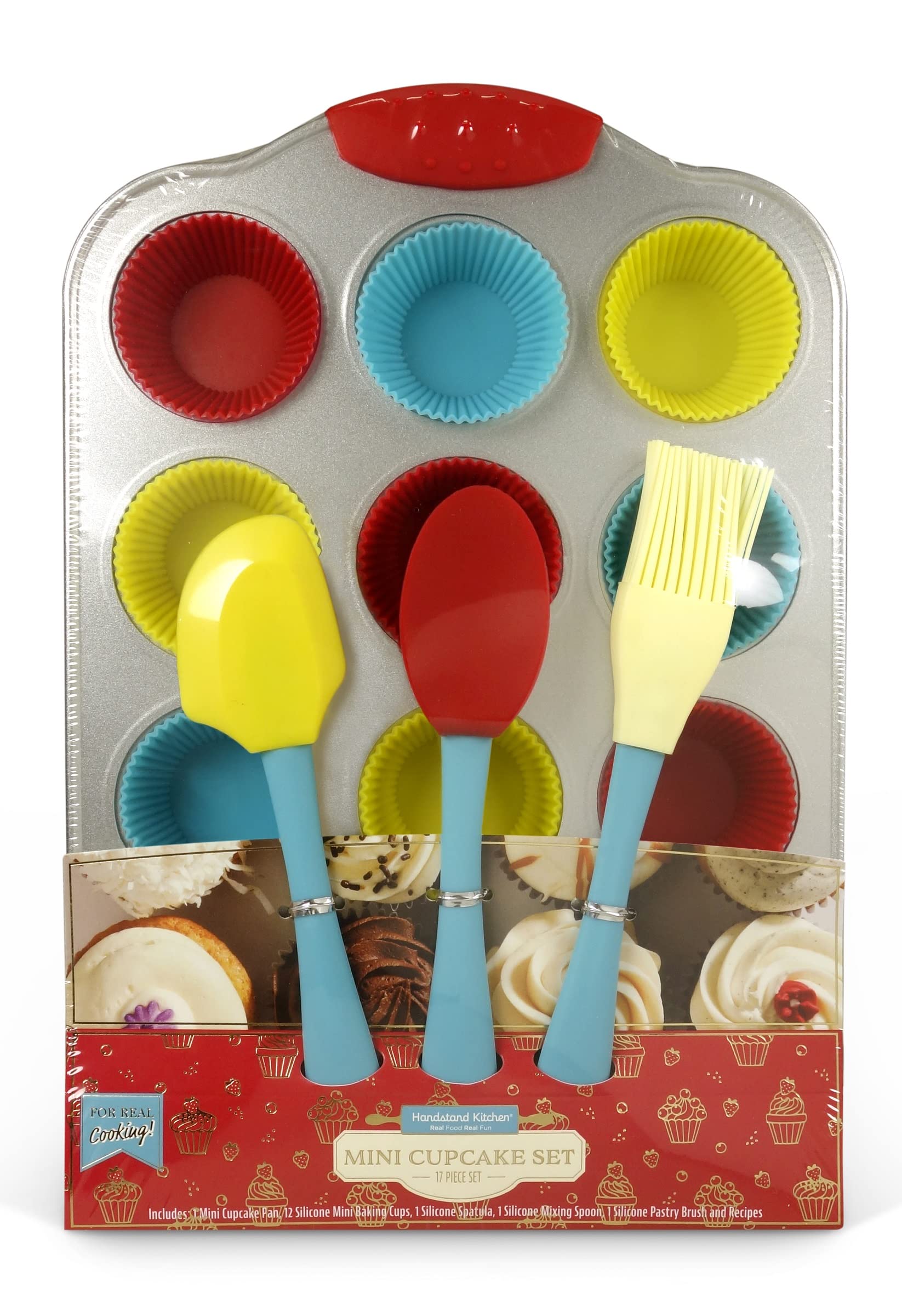 Handstand Kitchen 20-piece Real Mini Cupcake Baking Set with Recipes for Kids
