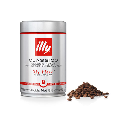 illy Classico Whole Bean Coffee, Medium Roast, Classic Roast with Notes Of Caramel, Orange Blossom and Jasmine, 100% Arabica Coffee, No Preservatives, 8.8 Ounce Can (Pack of 1)